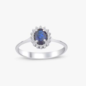 0.20 Karat Oval Tasarım Pırlanta Safir Yüzük